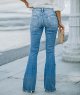 Women's flared pants, high waist ripped stretch flared pants