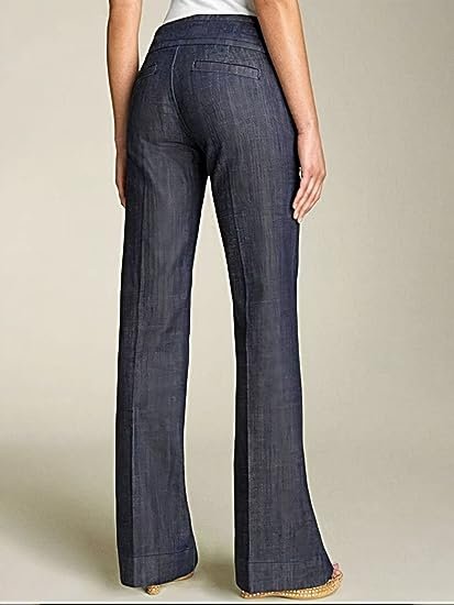 Women’s Jeans Solid Double Breasted Pocket Straight Leg Jeans