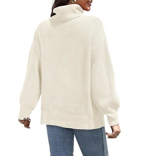 Turtleneck Sweaters for Women Oversized Sweater Chunky Cable Knit Pullover